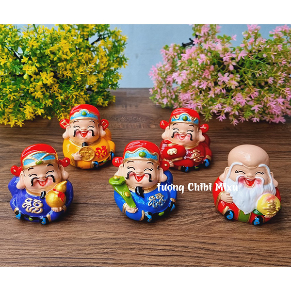 Bộ 05 tượng Ngũ Phúc Lâm Môn size 7cm tròn đầy